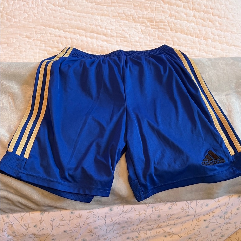Adidas Men's Athletic Shorts in Blue with Gold Accents